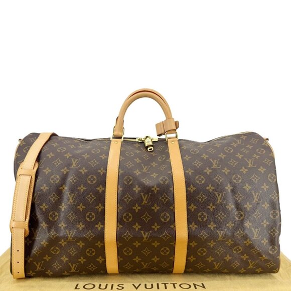 Louis Vuitton  Keepall 60 Bandouliere Monogram Canvas Travel Bag Brown - Picture 3 of 16
